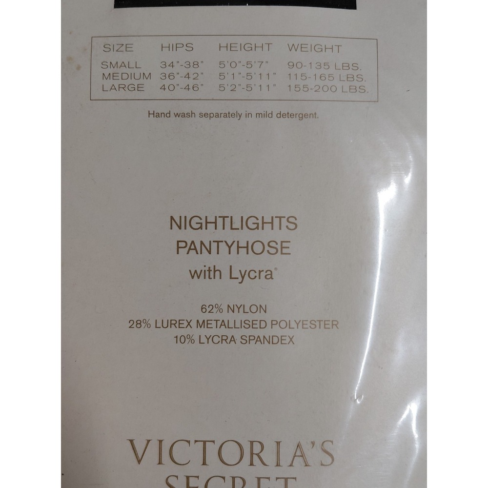 Vintage Victoria's Secret Couture Collection Nightlights Pantyhose Sparkle Blk L - Picture 4 of 6